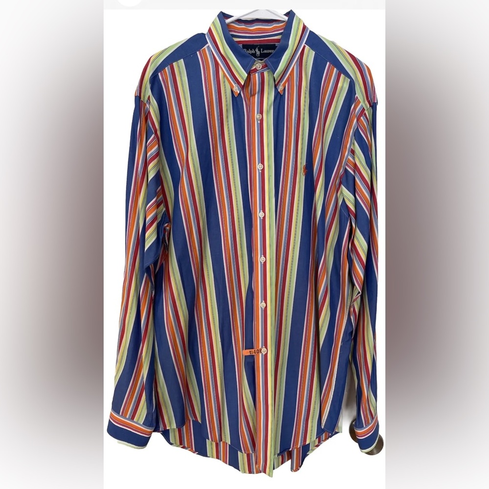 Polo Ralph Lauren Classic Fit Colorful Striped Long Sleeve Shirt Button L 16 1/2